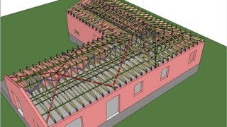 Modélisation 3D dune Charpente industrielle configuration en L [upl. by Lemmie259]