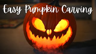 SPOOKY HALLOWEEN PUMPKIN CARVING TUTORIAL Learn how to carve this easy pumpkin for halloween [upl. by Dorise]