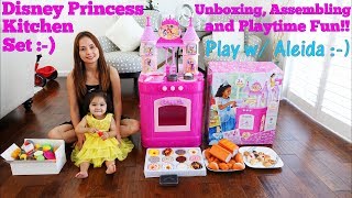 Disney Princess Kitchen Playset with Sounds Unboxing Assembling and Playtime A Pink Toy Playset [upl. by Aihsrop]