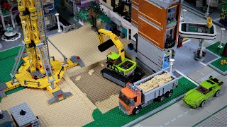 Lego City Construction Crew Construction site  tower crane 7905 excavator concrete mixer truck [upl. by Atnek909]