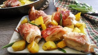 Involtini di pollo in camicia di speck con patate Chicken rolls [upl. by Blain]