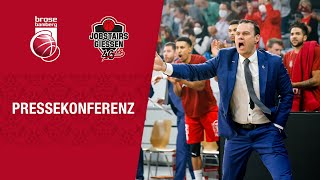 Pressekonferenz Brose Bamberg vs JobStairs GIESSEN 46ers 8987 [upl. by Yert]