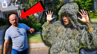 WE GOT CHASED BY SECURITY Ding Dong Ditch in Ghillie Suit BTS [upl. by Sidon]