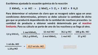 problema reacción del KMnO4 con el HCl con reactivo limitante [upl. by Earlie375]