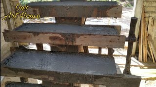 How to Build Modern staircase  Concrete staircase  Our Art House construction [upl. by Hollerman]