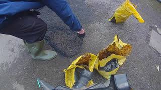 Pothole Repair Using Cold Lay Tarmac [upl. by Papert]