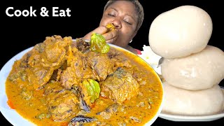 African food mukbang  Cook and eat with me Banga and okra soup with fufu mukbang [upl. by Materi472]