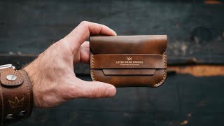 Making a HANDMADE Leather Flap Wallet  HYPER ASMR [upl. by Trutko]