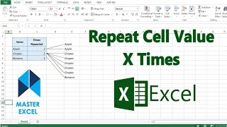 Repeat Cell Value X Times in Excel  Repeat Cells in Excel  Excel VLOOKUP Tutorials  Master Excel [upl. by Draude]