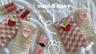 how to crochet a pencil casepouch of any size  inspired by love letters checkers amp strawberries [upl. by Kieger]