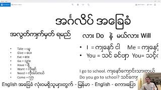 Lesson 1 Burmese English စကားပြော အင်္ဂလိပ်လို ပြောကြစို့  လား Do နဲ့ မယ်လား Will [upl. by Eadwine44]