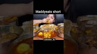 SPICY CHICKEN CURRY MUTTON CURRY FISH CURRY 🔥 ASMR EATING CHALLENGE maddyeats shorts ‎MaddyEats [upl. by Tnafni]