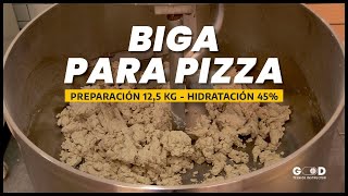 Como hacer BIGA para PIZZA Prefermento  Receta para 125 Kg  Agua 45 [upl. by Nehgam257]