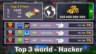 8 ball pool Top 3 players in world Hacker 🤣 300 Billion Coins [upl. by Adien]