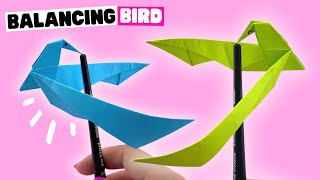 How to make origami BALANCING BIRD easy paper toys self balancing bird [upl. by Sutherlan]