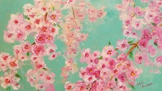 Easy Cherry Blossoms Cotton Swab Acrylic Painting LIVE Tutorial [upl. by Yrtnej71]