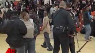 Raw Video Basketball Brawl Overwhelms Police [upl. by Krischer]