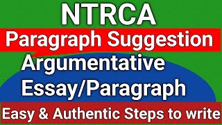 NTRCA Paragraph suggestion School Level  Argumentative Paragraph from New Curriculum for NTRCA [upl. by Zoi673]