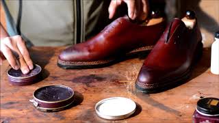 ASMR Shoeshine Mirrorshine Meermin Norvegese welt wholecut [upl. by Furlani]