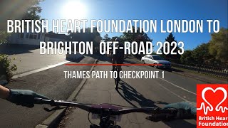 British Heart Foundation London to Brighton offroad bike ride End of Thames path to Checkpoint 1 [upl. by Warga]