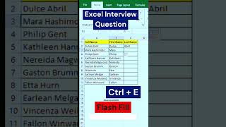 Flash Fill Excel Shortcut excel excelformula interview job exceltips [upl. by Vogele]