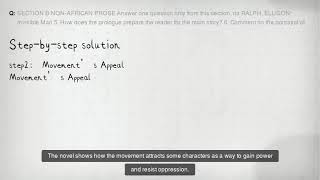 SECTION B NONAFRICAN PROSE Answer one question only from this sectionria RALPH ELLISON Invisible [upl. by Justin]