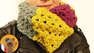 Crocheter une écharpe  Echarpe pour lautomne en laine Myboshi  Tout doux en motif coquillage DIY [upl. by Hadrian]