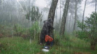 Solo Camping Heavy Rain 🌧🌩 Struggle in Heavy Rain [upl. by Eilssel]