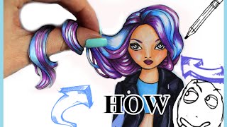 How to draw 3D Hair Effect  TOPModel Malbuch  Copics  Foxy Draws [upl. by Lonee55]