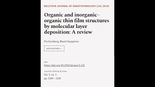 Organic and inorganic–organic thin film structures by molecular layer deposition A r  RTCLTV [upl. by Mandie569]