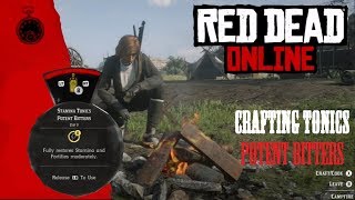 RDR2 Online  Crafting Tonics  Potent Bitters  Sage amp Burdock Root [upl. by Wandy687]