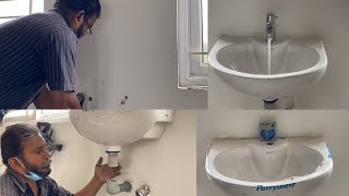 Parryware Washbasin installation  Washbasin fitting  wash basin fitting [upl. by Ocirnor495]