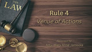 Audio Rules of Court Rule 4  Venue of Actions Reuploaded [upl. by Leoj]