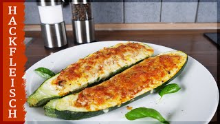 Gefüllte Zucchini mit Hackfleisch  mit Käse überbacken [upl. by Shute]