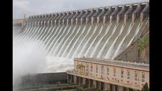 Nagarjuna Sagar Dam All Gates Opened  Rare view of Nagarjunasagar Dam on Krishna River  Hybiz TV [upl. by Abey]