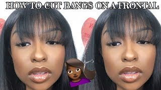 HOW TO CUT BANGS ON A FRONTAL beginner friendly  FT MyChicWigs  Lovevinni [upl. by Mcnalley]