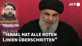 Nasrallah Israel hat mit PagerAttacken quotalle roten Linien überschrittenquot  AFP [upl. by Bertasi672]