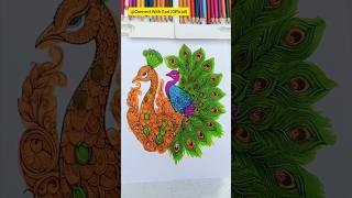 Peacock painting 💚🧡 beautiful shortsfeed youtubeshorts india indianart [upl. by Dora]