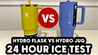 24 HOUR ICE TEST Hydro Flask vs Hydro Jug and Leak Test [upl. by Eniamirt]