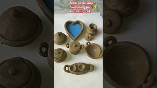 Making Mini Gas oven amp cooking pots with clay shorts Dil wala swimming pool 😱 [upl. by Acirderf383]