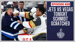 Winnipeg Jets vs Vegas Golden Knights countdown Nate Schmidt scratched Brossoit starts in goal [upl. by Litha187]