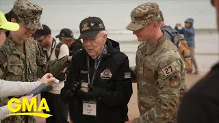 WWII veterans visit Omaha Beach to mark 80th anniversary of DDay [upl. by Atoel]