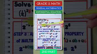 2ND PART GRADE 11 GENERAL MATHEMATICS SOLVING EXPONENTIAL EQUATION [upl. by Sebastien]