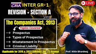 CMA Inter Companies Act Prospectus Type Misstatement amp Punishment Revision  Prof Nitin Bhardwaj [upl. by Nomyt]