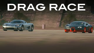 Koenigsegg CCXR VS Bugatti Veyron Drag Races [upl. by Ahsirt]