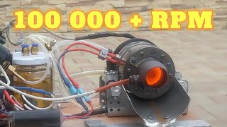 100000RPM Запуск самодельного мини ТРД Launch of a homemade mini turbojet engine [upl. by Ybrik]