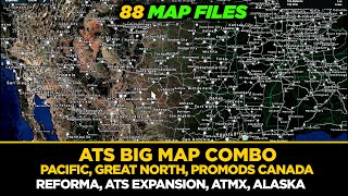 ATS 150 Big Map Combo  Promods Alaska Reforma ATMX Pacific ATS Expansion and Many more maps [upl. by Anaet]