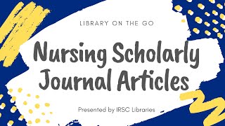 Nursing Scholarly Journal Articles [upl. by Yuk226]