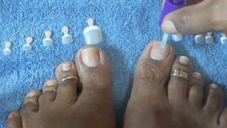 How to apply Kiss Salon French Toenails Tutorial [upl. by Karlan]