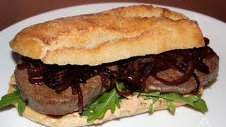 Tutorial Steaksandwich mit BalsamicoZwiebeln und TomatenBasilikumCreme [upl. by Mufi]